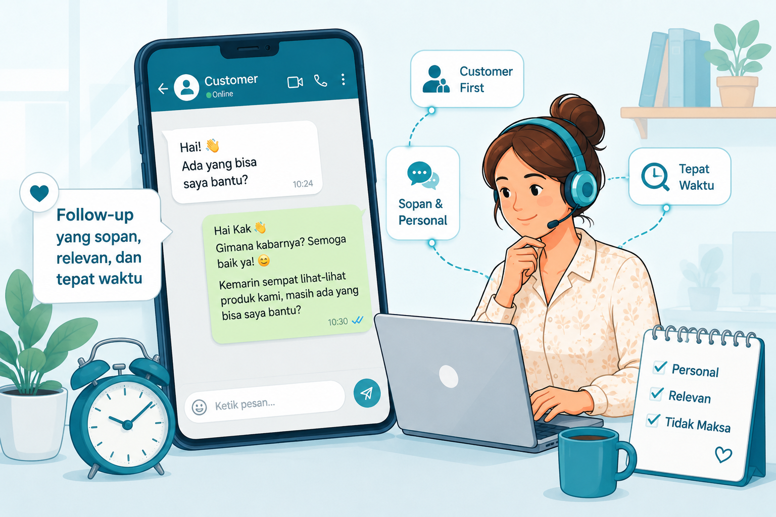 Cara Follow-up Customer di WhatsApp Tanpa Keliatan Maksa (+ Contoh Kalimat)